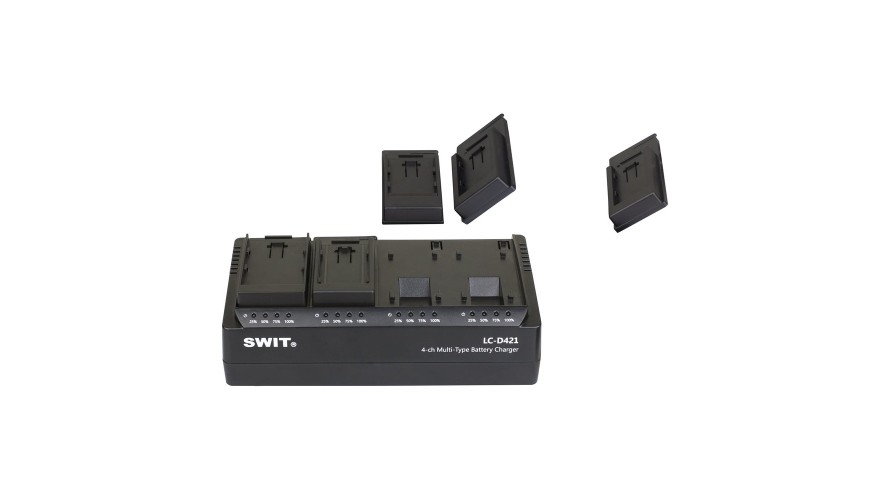 SWIT LC-D421D KIT – 4-канално DV зарядно с 4 плочи Panasonic