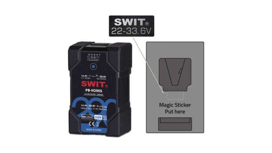SWIT Magic Sticker – стикери за 14/28 V батерии PB-H
